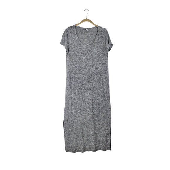 Old Navy Short Sleeve Linen Maxi Dress Heather Gray Scoop Neck Size Medium - Picture 1 of 7